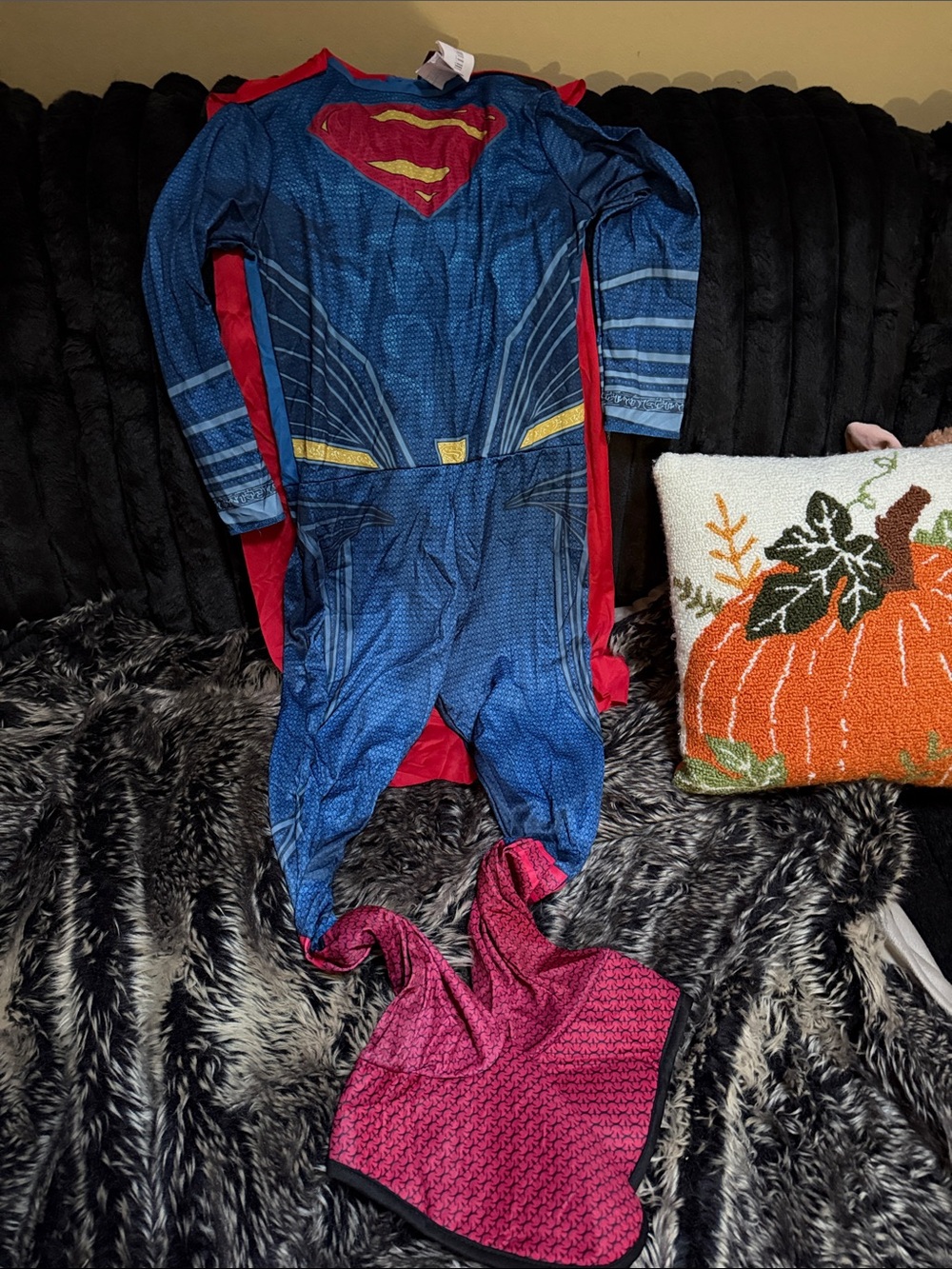 Rubie's Blue Superhero Costume with Red Cape and Gold Accents